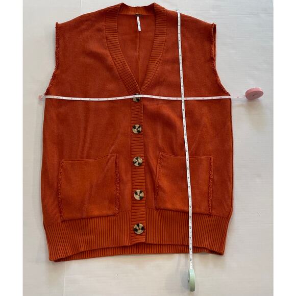 Free People Burnt Orange Oakleigh Oversized Boyfriend Sweater Vest, Size XS - Picture 14 of 16